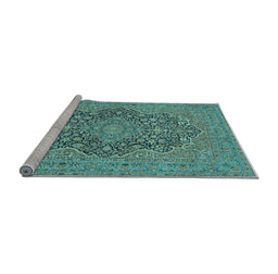Sideview of Machine Washable Persian Light Blue Traditional Rug, wshtr70lblu