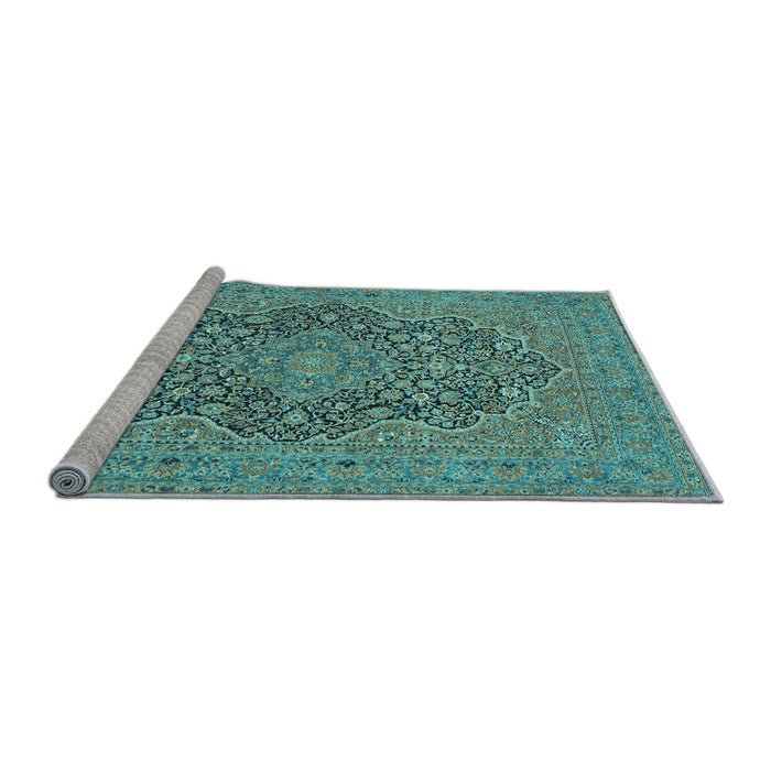 Sideview of Machine Washable Persian Light Blue Traditional Rug, wshtr70lblu