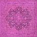 Square Machine Washable Persian Pink Traditional Rug, wshtr70pnk