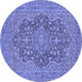 Round Machine Washable Persian Blue Traditional Rug, wshtr70blu