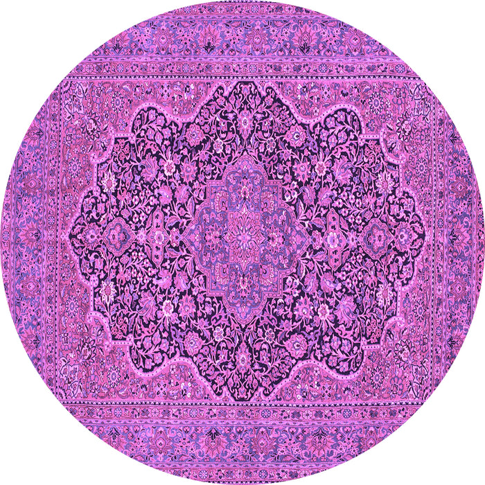 Round Machine Washable Persian Purple Traditional Area Rugs, wshtr70pur