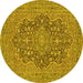 Round Machine Washable Persian Yellow Traditional Rug, wshtr70yw