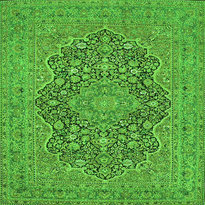 Round Machine Washable Persian Green Traditional Area Rugs, wshtr70grn