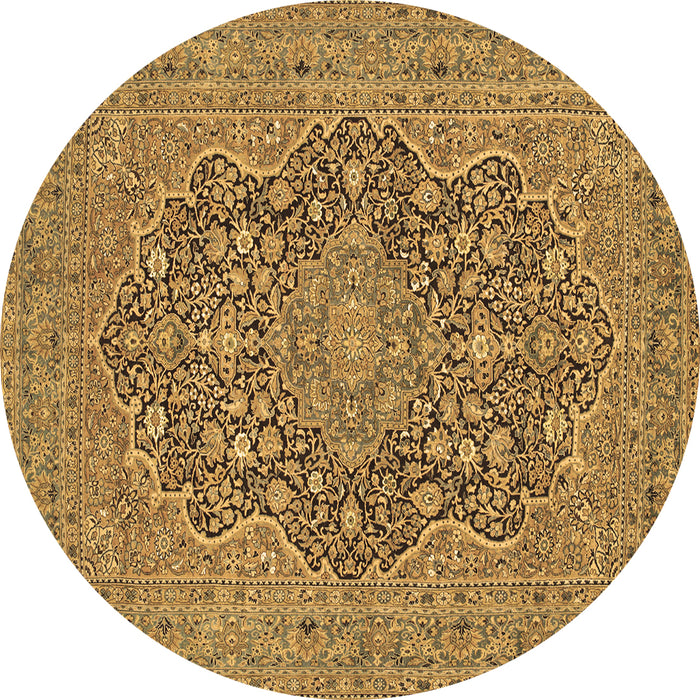 Round Machine Washable Persian Brown Traditional Rug, wshtr70brn