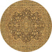 Round Machine Washable Persian Brown Traditional Rug, wshtr70brn