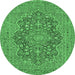 Round Persian Emerald Green Traditional Rug, tr70emgrn