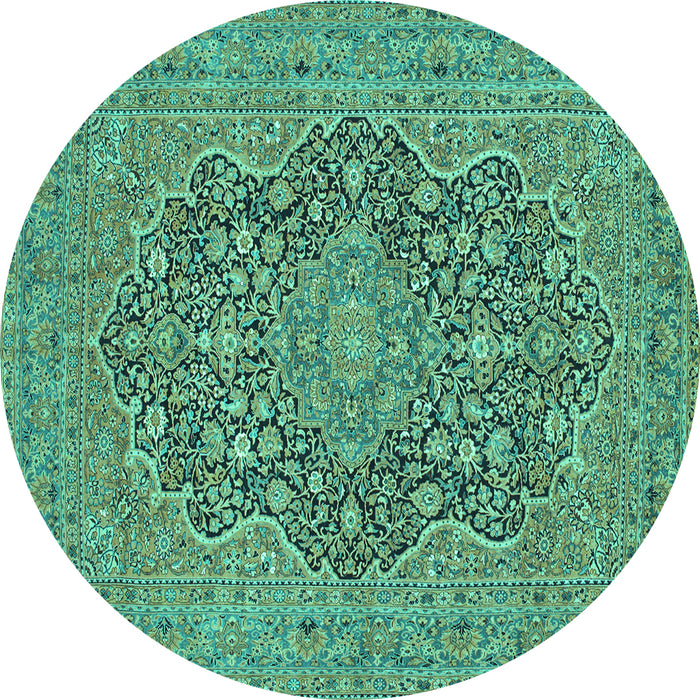 Round Persian Turquoise Traditional Rug, tr70turq