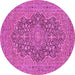 Round Machine Washable Persian Pink Traditional Rug, wshtr70pnk