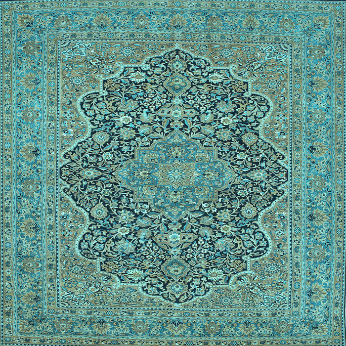 Square Machine Washable Persian Light Blue Traditional Rug, wshtr70lblu