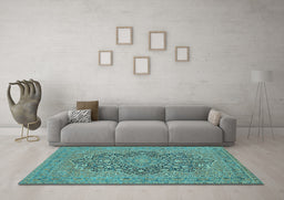 Machine Washable Persian Light Blue Traditional Rug in a Living Room, wshtr70lblu