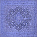 Square Machine Washable Persian Blue Traditional Rug, wshtr70blu