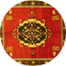 Round Medallion Yellow Traditional Rug, tr710yw