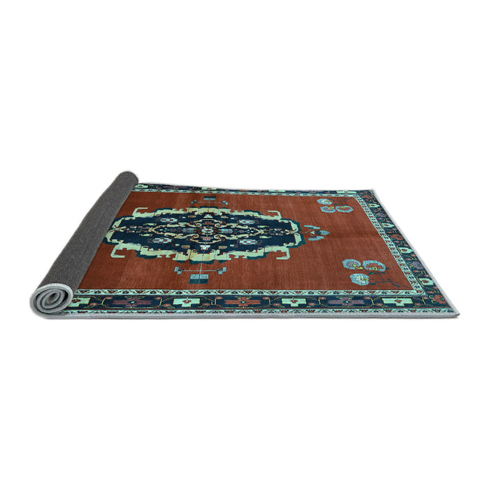 Sideview of Medallion Light Blue Traditional Rug, tr710lblu