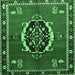 Square Medallion Emerald Green Traditional Rug, tr710emgrn