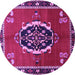 Round Machine Washable Medallion Purple Traditional Area Rugs, wshtr710pur