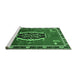 Sideview of Machine Washable Medallion Emerald Green Traditional Area Rugs, wshtr710emgrn