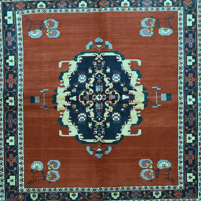 Square Medallion Light Blue Traditional Rug, tr710lblu