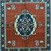Square Medallion Light Blue Traditional Rug, tr710lblu