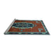 Sideview of Machine Washable Medallion Light Blue Traditional Rug, wshtr710lblu