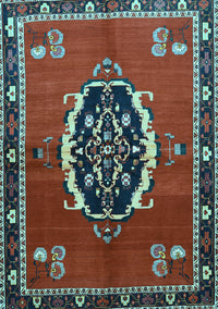 Medallion Light Blue Traditional Rug, tr710lblu