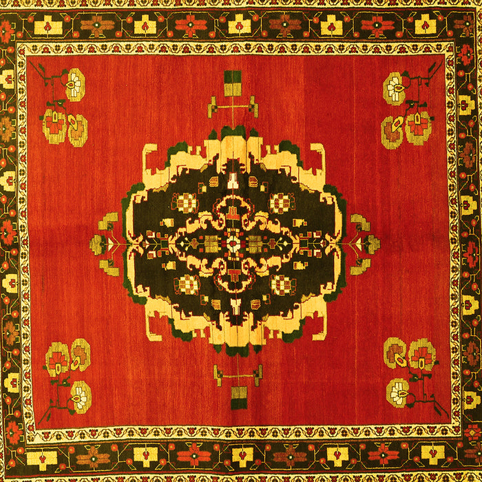 Square Medallion Yellow Traditional Rug, tr710yw