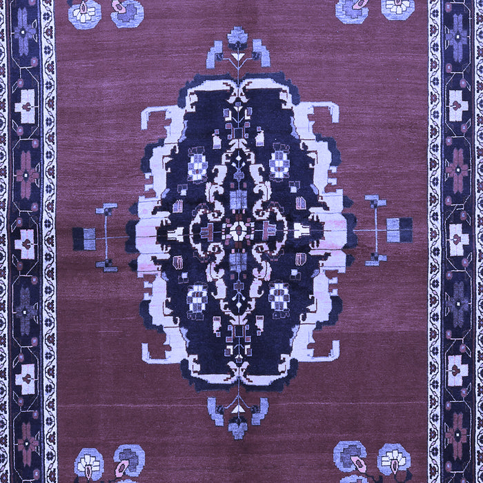 Machine Washable Medallion Blue Traditional Rug, wshtr710blu