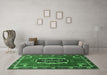 Machine Washable Medallion Emerald Green Traditional Area Rugs in a Living Room,, wshtr710emgrn