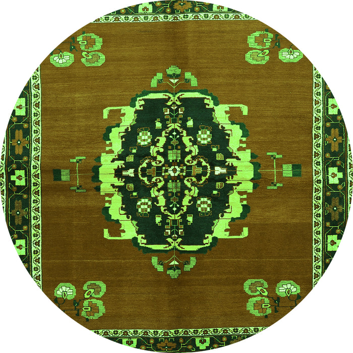 Machine Washable Medallion Green Traditional Area Rugs, wshtr710grn