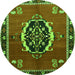 Machine Washable Medallion Green Traditional Area Rugs, wshtr710grn