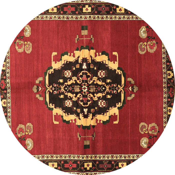 Round Medallion Brown Traditional Rug, tr710brn