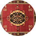 Round Medallion Brown Traditional Rug, tr710brn