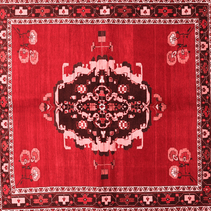 Machine Washable Medallion Red Traditional Rug, wshtr710red