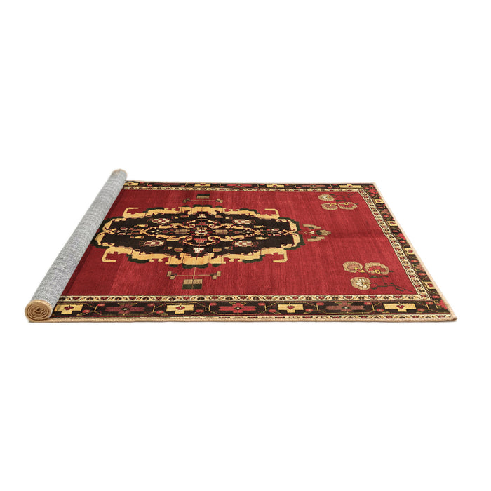 Sideview of Machine Washable Medallion Brown Traditional Rug, wshtr710brn