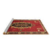 Sideview of Machine Washable Medallion Brown Traditional Rug, wshtr710brn