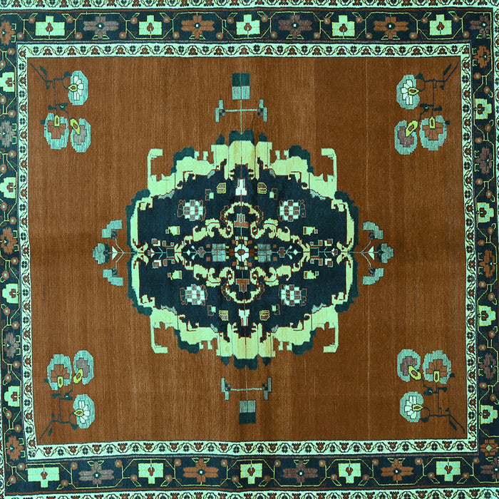 Square Medallion Turquoise Traditional Rug, tr710turq