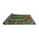 Sideview of Medallion Turquoise Traditional Rug, tr710turq