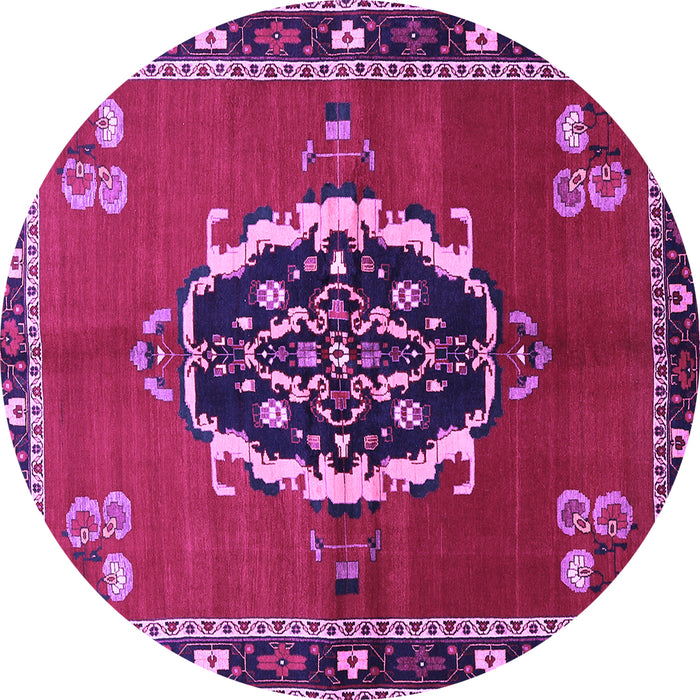 Round Medallion Purple Traditional Rug, tr710pur