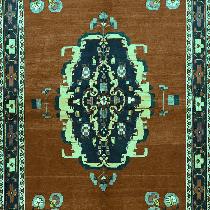 Machine Washable Medallion Turquoise Traditional Area Rugs, wshtr710turq