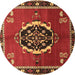 Round Machine Washable Medallion Brown Traditional Rug, wshtr710brn