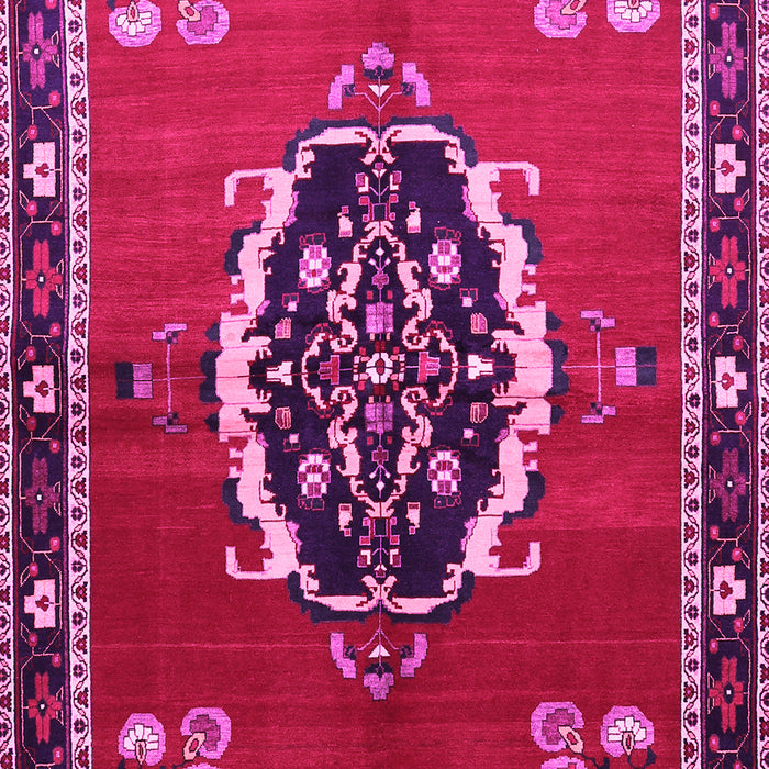 Machine Washable Medallion Pink Traditional Rug, wshtr710pnk
