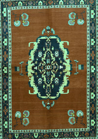 Medallion Turquoise Traditional Rug, tr710turq