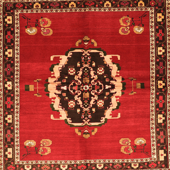 Serging Thickness of Medallion Orange Traditional Rug, tr710org