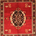 Serging Thickness of Medallion Orange Traditional Rug, tr710org