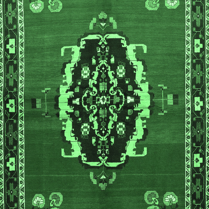 Medallion Emerald Green Traditional Rug, tr710emgrn