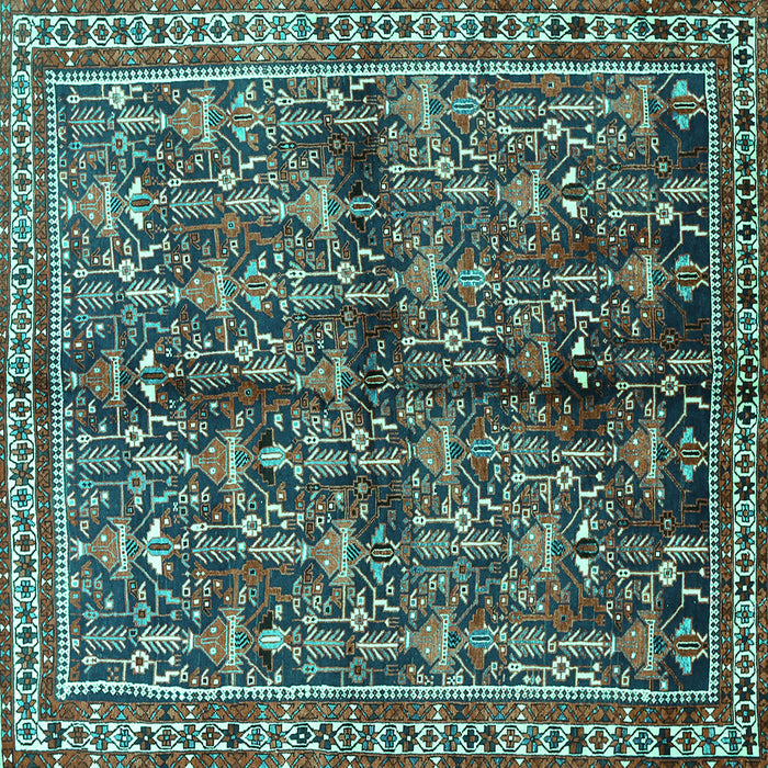 Square Machine Washable Persian Turquoise Traditional Area Rugs, wshtr711turq