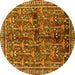 Round Machine Washable Persian Yellow Traditional Rug, wshtr711yw