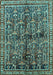 Machine Washable Persian Turquoise Traditional Area Rugs, wshtr711turq