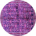 Round Machine Washable Persian Purple Traditional Area Rugs, wshtr711pur