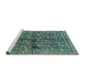 Sideview of Machine Washable Persian Turquoise Traditional Area Rugs, wshtr711turq