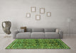 Machine Washable Persian Green Traditional Area Rugs in a Living Room,, wshtr711grn